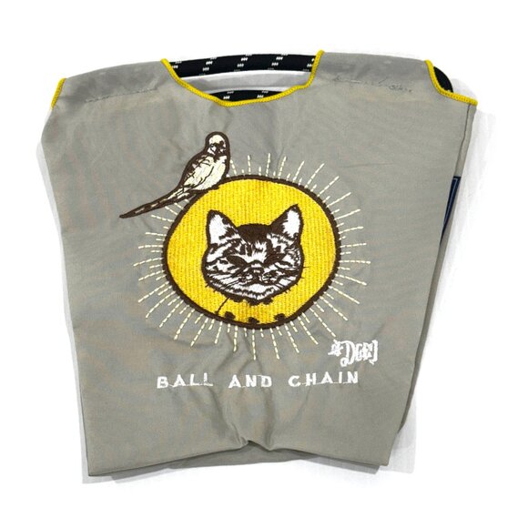 Ball & Chain Small Pouch Gray Yellow Cat Bird NEW - Picture 8 of 11